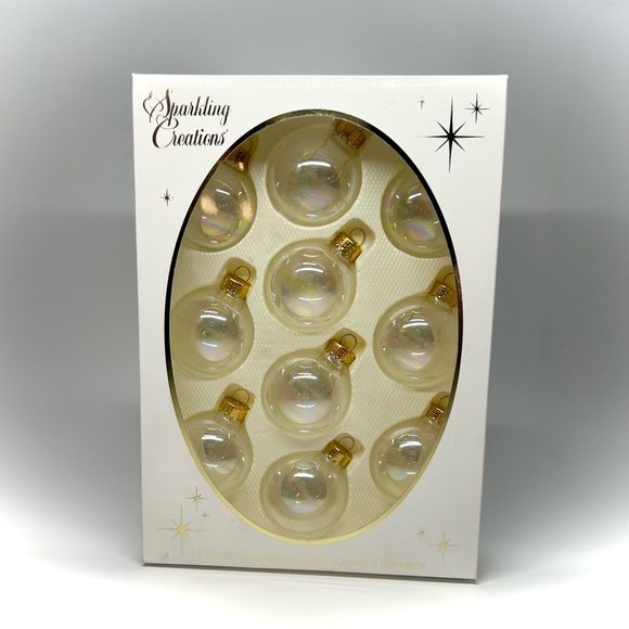 Sparkling Creations Other - VTG 10ct Sparkling Creations Gold Clear Glass Small Christmas Ornaments 1.75”